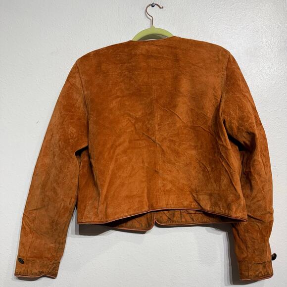 Lord & Taylor Camel Vintage Suede Leather Jacket Sz 10 - Picture 10 of 15